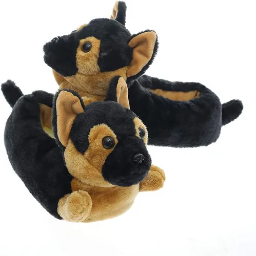 Miniatura 24 de Millffy Pantuflas clásicas de conejo para adultos, pantuflas de felpa de tamaño infantil, pantuflas de animales de pastor perro corgi disfraz calzado