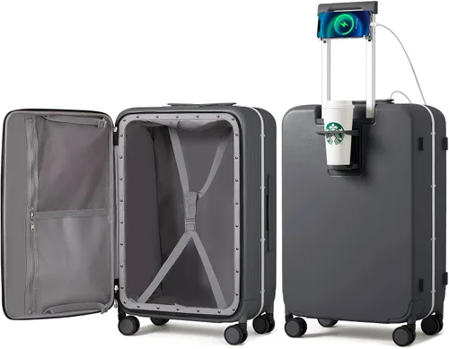 Miniatura 11 de mixi Equipaje PC Hardside Rolling maleta con rueda giratoria, cerradura TSA, soporte para teléfono y vaso, Verde aguacate