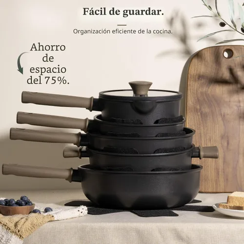 Miniatura 3 de Astercook - Juego de ollas y sartenes antiadherentes, juego de utensilios de cocina de inducción de titanio saludables y libres de tóxicos