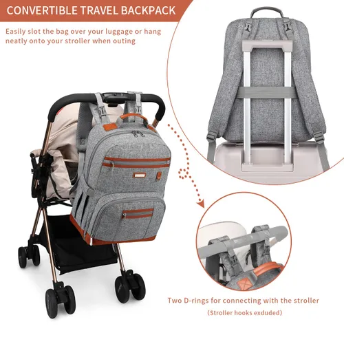 Miniatura 3 de Mochila para pañales, bolsas de pañales grandes para bebés con cambiador portátil para niños y niñas, bolsa de viaje multifunción para mamás, papás