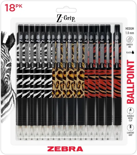 Miniatura 11 de Zebra Pen Z-Grip - Bolígrafo retráctil de punta media, 3/64 pulgadas, tinta negra, 12