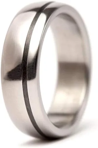 Miniatura 2 de Men's titanium and carbon fiber ring Unique and minimal wedding band. Water resistant hypoallergenic. (00334_7N)