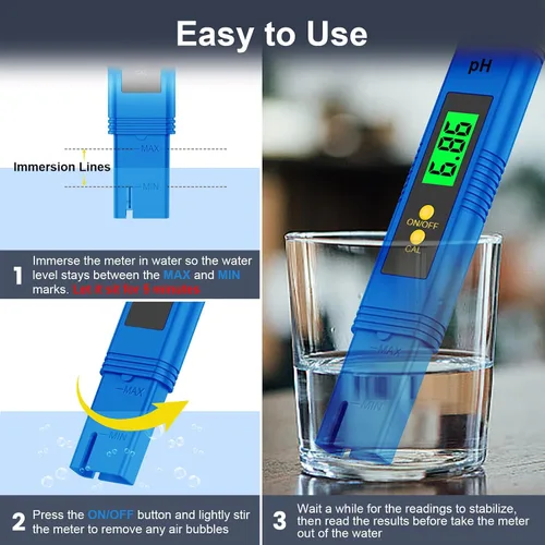 Miniatura 3 de Medidor de pH para agua 2025, probador digital de pH de alta precisión (precisión 0.01) con certificación UL y 3 polvos de calibración de pH, ideal