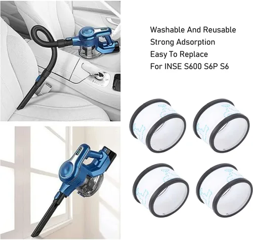 Miniatura 4 de 4 filtros de repuesto para aspiradora INSE S600 S6P S6, cartuchos de filtro reutilizables lavables, filtros de malla de absorción fuerte, accesorios