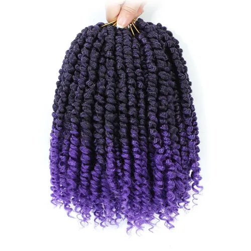 Miniatura 24 de Cabello Passion Twist de 12 pulgadas, 8 paquetes, cabello de ganchillo pretrenzado para mujeres negras, cabello rizado de ganchillo preenlazado, 1b#