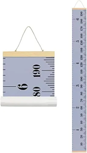 Miniatura 8 de Tabla de crecimiento para niños, marco de madera, lienzo de tela, regla de medición de altura de bebé a adulto para decoración de habitación