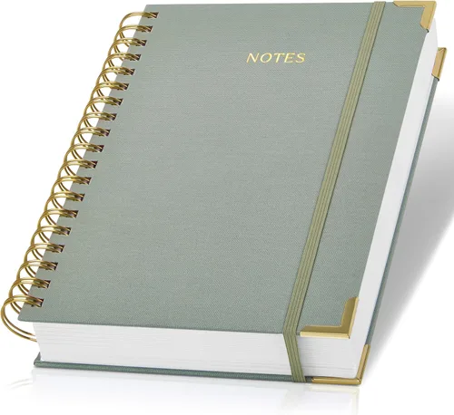 Miniatura 15 de Cuaderno en Espiral Grueso con Portada de Lino Moderno para Mujeres en Formato B5 - Cuaderno de Notas Rayado para la Universidad con 300 Páginas