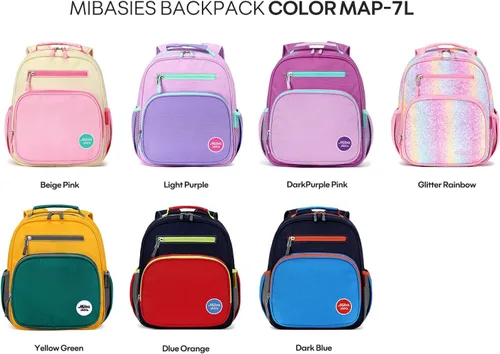 Miniatura 8 de mibasies Mochila para niñas y niños, ideal para niños y niñas, mochila para preescolar jardín de infantes y primaria, Púrpura claro, Niñito-12