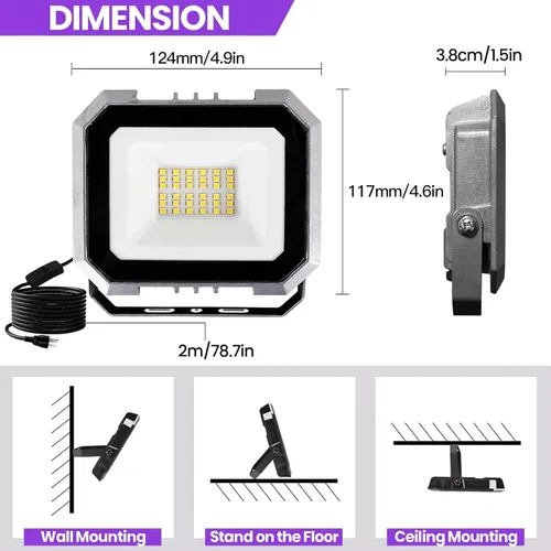 Miniatura 2 de Paquete de 2 Luces Negras LED de 30W, Luz de Inundación de Luz Negra con Interruptor de Encendido/Apagado Cable de 6.7 Pies, Luces Negras