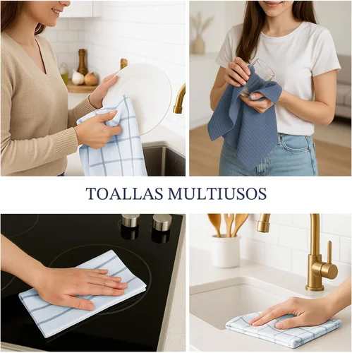 Miniatura 6 de LANE LINEN Juego de Toallas de Cocina de Algodón, Paquete de 6 – Absorbentes, de Secado Rápido, Toallas para Platos, 18" x 28", Suaves, Toallas