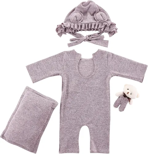 Miniatura 6 de Holibeat Accesorios de fotografía morados para bebé niña súper suaves recién nacida trajes de sesión de fotos disfraces (morado)