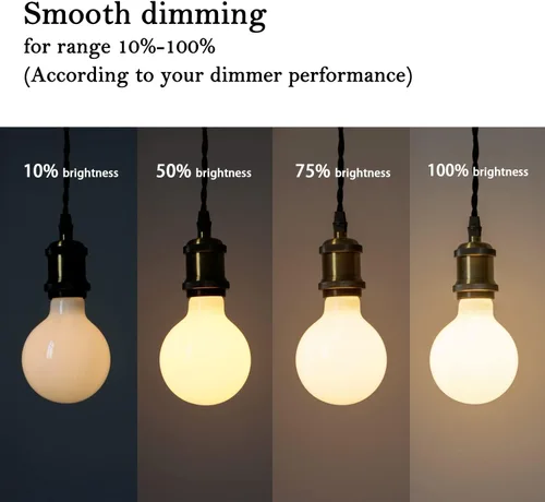Miniatura 4 de paquete de 2 focos LED Globe G30/G95, foco LED Globe de luz blanca cálida 2700K regulable, equivalente a 5 W, foco LED Globe de 40 W, CRI 90+