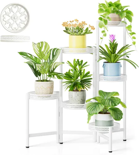 Miniatura 24 de Soporte escalonado para plantas al aire libre de 3 niveles para interiores, estante de flores de metal para múltiples plantas, soportes altos