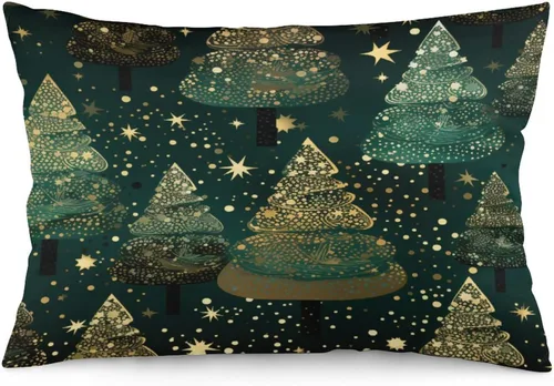 Miniatura 16 de Funda de almohada dorada de invierno con diseño de pájaros de nieve, Navidad, 12 x 20 pulgadas, diseño de Feliz Navidad, invierno, Navidad, cojín