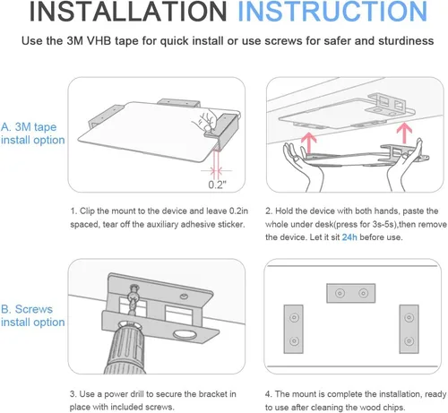 Miniatura 6 de IFCASE Soporte para laptop debajo del escritorio con adhesivo y tornillo, soporte de aluminio duro debajo del escritorio para laptop, Mac mini