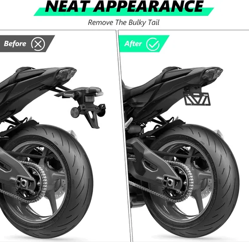 Miniatura 4 de INKUDRI 2025 Ninja 650 Eliminador de guardabarros Z650 Eliminador de guardabarros 2024 Ninja 650 Organizador de placa de matrícula Ninja 650 Soporte