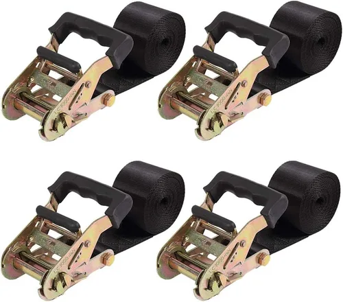 Miniatura 11 de Correas de Amarre de Trinquete Sin Fin para Carga Pesada, Correa Negra de Nailon Resistente con Trinquete de Sujeción, Accesorios de Resorte