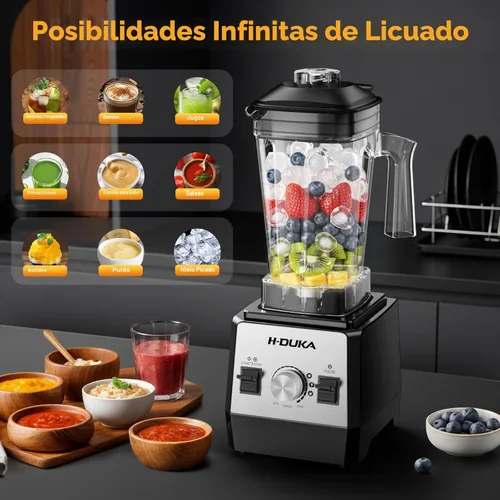 Miniatura 2 de H-Duka Licuadora para batidos con capacidad de 64 onzas, licuadoras para cocina con recipiente sin BPA, licuadora de batidos para triturar hielo