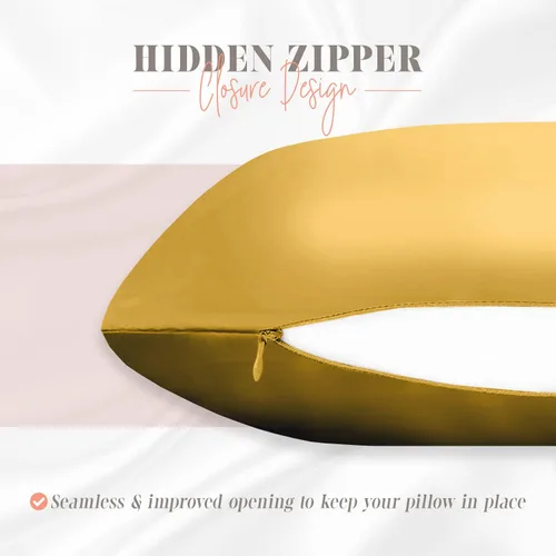 Miniatura 4 de Elegant Comfort Juego de 2 fundas de almohada de satén sedosas y lujosas para una piel y cabello más saludables, cierre con cremallera oculta