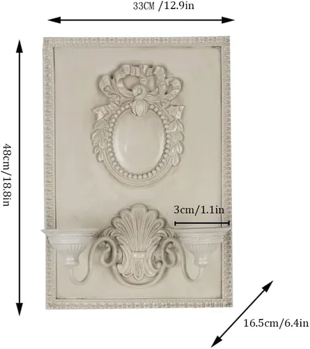 Miniatura 2 de Candelabros románticos para colgar en la pared, diseño de madera, 2 brazos, candelabros metálicos para sala de estar, chimenea, patio, camino