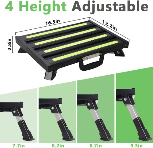 Miniatura 2 de Escalones de aluminio para caravana, taburete plegable ajustable de 4 niveles con patas de goma antideslizantes, plataforma de tira fluorescente