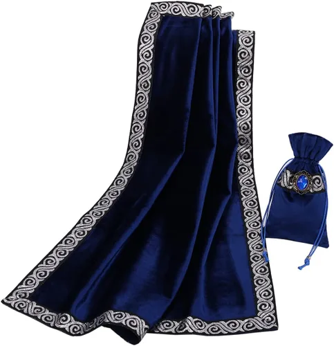 Miniatura 22 de BLESSUME Paño de mesa y bolsa de terciopelo de bruja Altar Tarot Paño cuadrado de adivinación (rosa)
