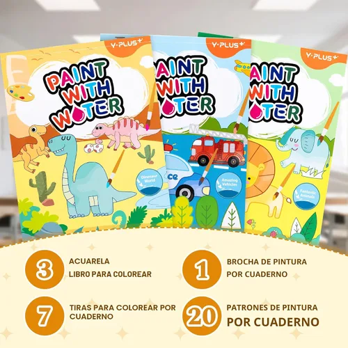 Miniatura 2 de YPLUS Libros de pintura con agua para niños pequeños, juguetes de manualidades, papel de pintura de acuarela, regalo para niños de 1 a 3, 2 a 4, 4 a