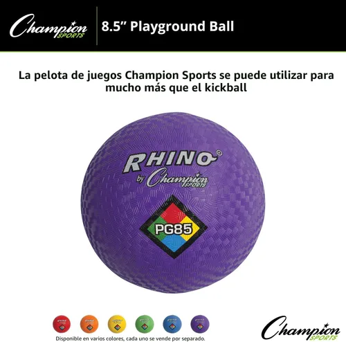 Miniatura 3 de Champion Sports - Pelotas de juego Rhino Playground de 8.5"D - Dos capas, envoltura de nailon, PURPURA