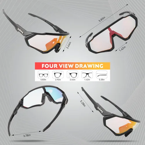 Miniatura 8 de KAPVOE Gafas de ciclismo fotocromáticas para hombres y mujeres, gafas de sol para bicicleta de montaña MTB, para bicicleta de montaña Clear - K9408