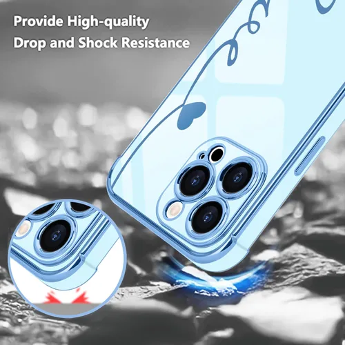 Miniatura 4 de LAPOPNUT Funda compatible con iPhone 13 Pro, bonito diseño de corazón de amor para mujeres y niñas, parachoques chapado de lujo con cubierta