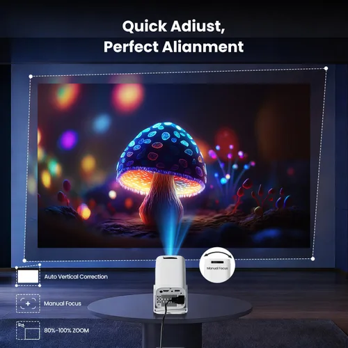 Miniatura 5 de Mini proyector inteligente portátil 1080P con WiFi 6 y Bluetooth, aplicaciones integradas y compatible con 4K, proyector de película Full HD nativo