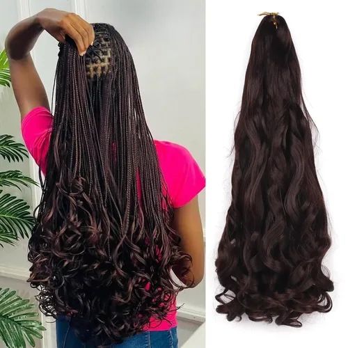 Miniatura 58 de Cabello rizado francés para trenzar de 12 pulgadas, 8 paquetes de cabello rizado preestirado para trenzas de caja, rizos franceses, trenzas