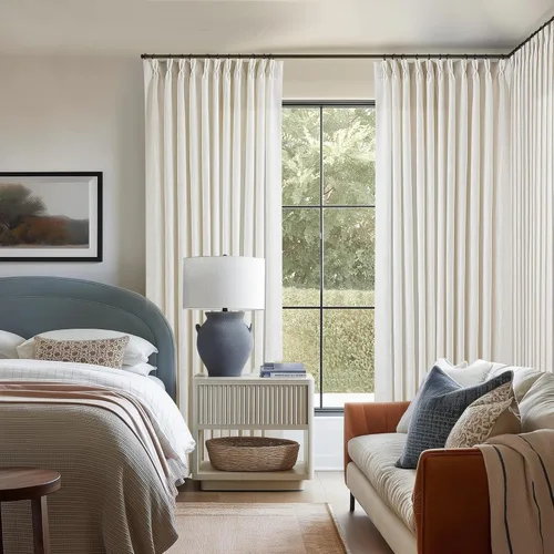 Miniatura 184 de Cortinas de lino natural con pliegues fruncidos de 120 pulgadas de largo para sala de estar, cortinas plisadas con ganchos y lengüeta trasera