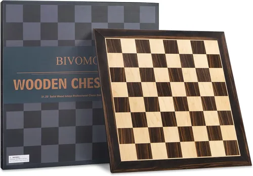 Miniatura 2 de BIVOMON Tablero de ajedrez de madera de 21.25'', tablero de ajedrez de torneo profesional con cuadrados de 2.2'', juegos de tablero de ajedrez