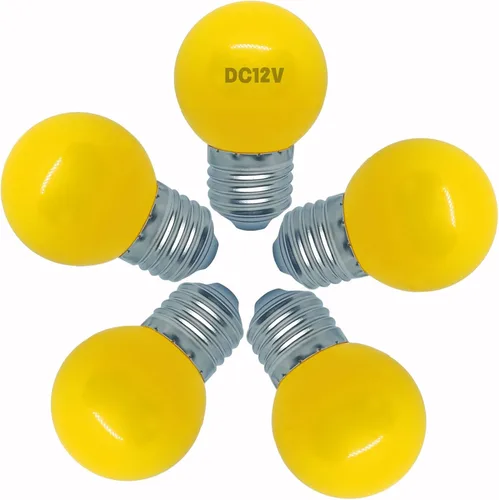 Miniatura 12 de Bombilla de luz CC de 12 V, bombillas LED de bajo voltaje, verde de 1 W G14 G45 Mini Globe E26, luces nocturnas de colores, equivalente a 10 W