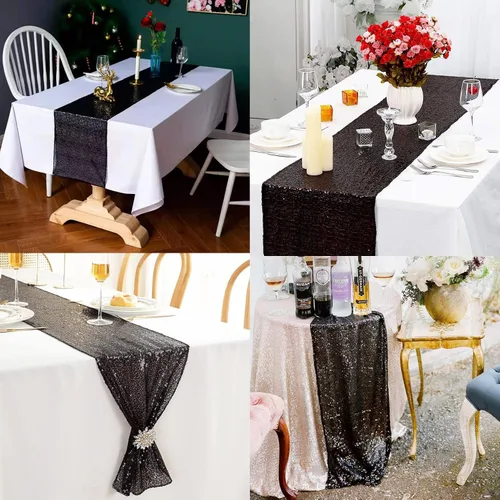 Miniatura 5 de 12 Paquetes de Caminos de Mesa con Lentejuelas Brillantes para Comedor para Cumpleaños, Bodas, Compromisos, Nupciales, Baby Shower, Despedida