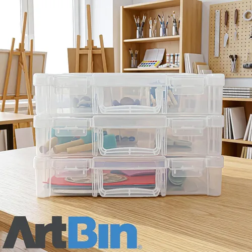 Miniatura 11 de ArtBin 6913ZZ Organizador portátil de arte y manualidades de 12 x 12 pulgadas con asa, paquete de 3, [3] cajas de almacenamiento de plástico