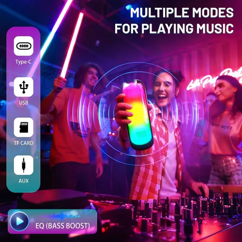 Miniatura 8 de T&G Altavoces Bluetooth, Altavoz Estéreo Inalámbrico Portátil con Luces de Colores, IPX4 Impermeable, Regalos de Elefante Blanco para Adultos