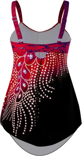 Miniatura 5 de Traje de baño tankini de dos piezas para mujer con pantalones cortos con giro frontal y cuello en V