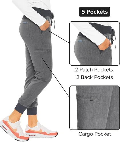 Miniatura 5 de Med Couture Pantalones de Uniforme Médico (Scrubs) para Mujeres Pantalones Cargo Jogger con 5 Bolsillos, Ligeros, Ultra Suaves, Tela Elástica