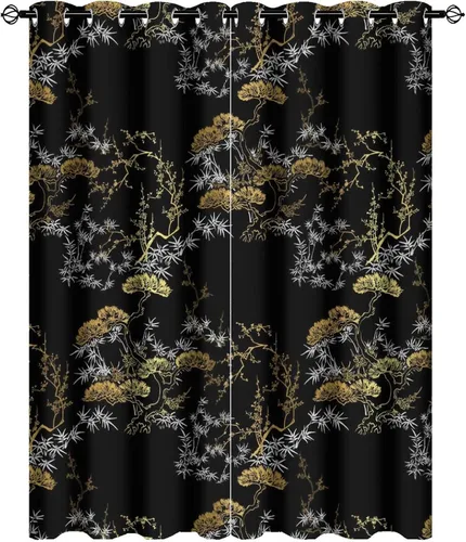 Miniatura 54 de Cortinas de Constelación, Arte Moderno Abstracto Patrón de Símbolos de Constelación Galaxia Negra Blanca, Tratamientos para Ventanas con Aislamiento