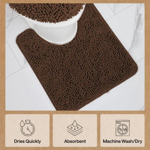 Miniatura 7 de GORILLA GRIP - Juegos de alfombras de baño, juego de 2 alfombras de área de chenilla suave, alfombra base para inodoro y alfombra de 30 x 20, Marrón