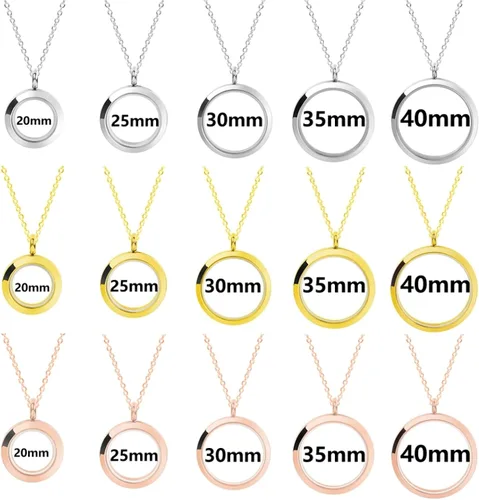 Miniatura 3 de Tamaño redondo Living Memory Photo Relicario Locket Colgante Flotante Cuadro Collares para Mujeres Regalo Joyería, L269-1.378 in
