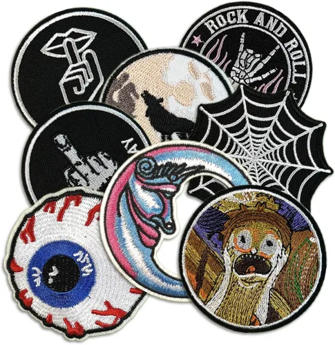 Miniatura 10 de Parches bordados oscuros con aplicación para planchar para mochilas, parches de banda de rock para chaquetas, parche genial para coser en ropa