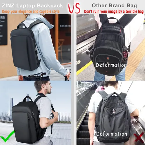 Miniatura 4 de ZINMARK Mochila delgada expandible para laptop de 15, 15.6 y 16 pulgadas, antirrobo, bolsa duradera para computadora, multiusos, de gran capacidad