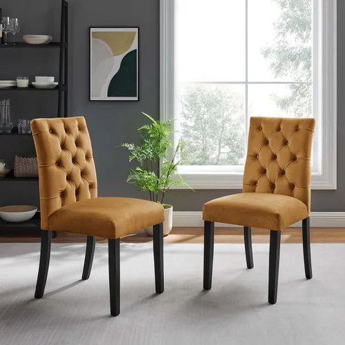 Miniatura 2 de Modway Duchess Performance Velvet - Juego de 2 sillas de comedor, color coñac