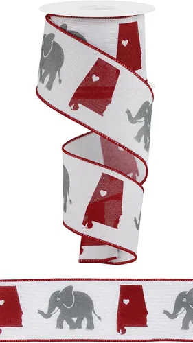 Craig Bachman Alabama Elephant Mascot - Cinta con alambre, 2.5 pulgadas x 10 yardas, tela de arpillera de imitación real carmesí para coronas,
