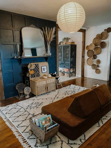 Miniatura 124 de Hauteloom, Duncans - Alfombra de estilo granja de pelo mullido para sala y dormitorio, con borlas - Beige, carbón, gris - 2 pies 7 pulgadas x 7 pies