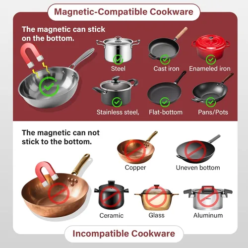 Miniatura 7 de Cocina de inducción comercial de 3500 W: cuenta con control de potencia de precisión de 10 niveles y enfriamiento de bajo ruido para chefs caseros