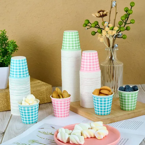 Miniatura 4 de LITOPAK Paquete de 480 vasos de papel de 3 onzas, vasos de baño desechables coloridos, tazas pequeñas para enjuague bucal para el hogar, baño